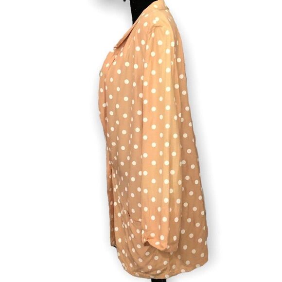 Brittany Nicole Vintage Polkadot Tan Peach Blazer Size Medium Long Sleeve Mid - Picture 7 of 11